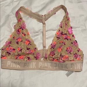 PINK Nude floral lace Bralette